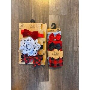 Baby Essentials Buffalo Plaid Headbands & Knee High Socks – NWT